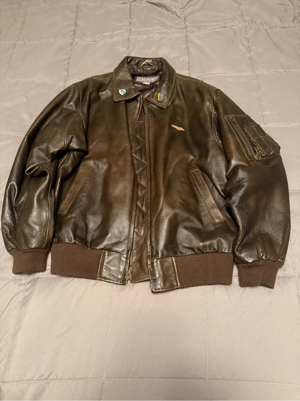 Wilsons Leather Dark Brown Bomber Jacket with Ribbed Hem